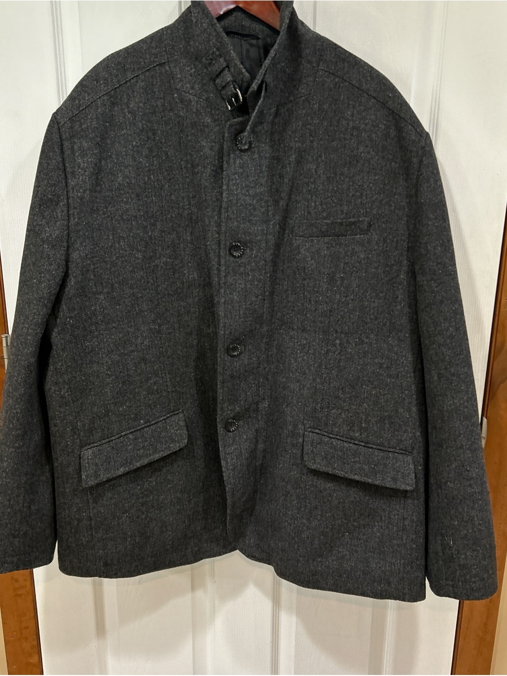 Claiborne Dark Charcoal Wool Pea Coat